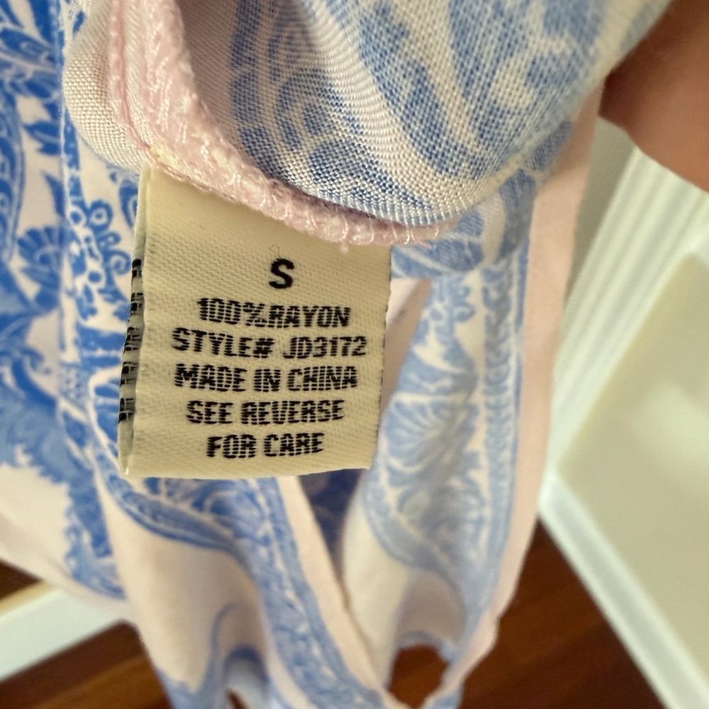 Mediterranean Blue Pink  Maxi Dress Spaghetti Strap Euro Summer Boho  Chic S - Picture 9 of 9